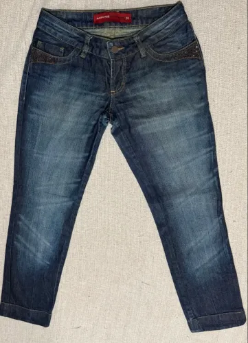 Calça jeans Patogê com cristais Swarovski - tamanho 38