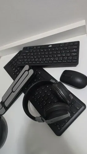 Kit teclado Dell, mouse, fone Bluetooth suporte notebook