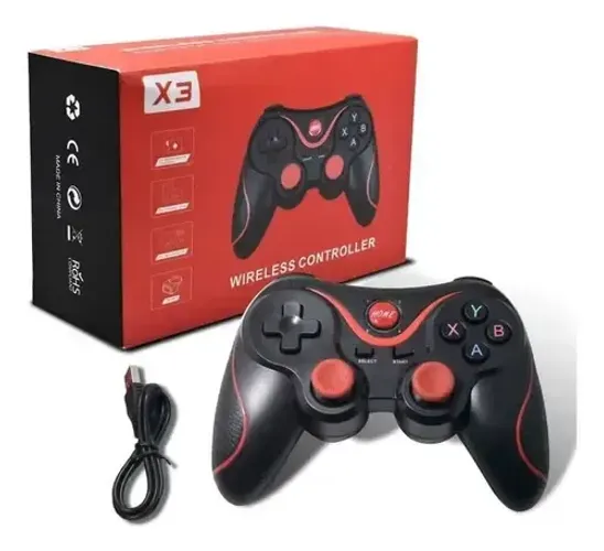 Controle Gamepad Bluetooth RoHS X3 Android iOS PC Preto Sem Fio