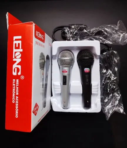 Kit 2 microfones com fio