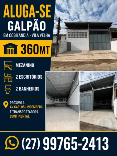 ALUGA-SE GALPÃO EM COBILANDIA-VILA VELHA