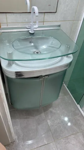 Gabinete Banheiro Cuba Vidro Cris Standard 62cm