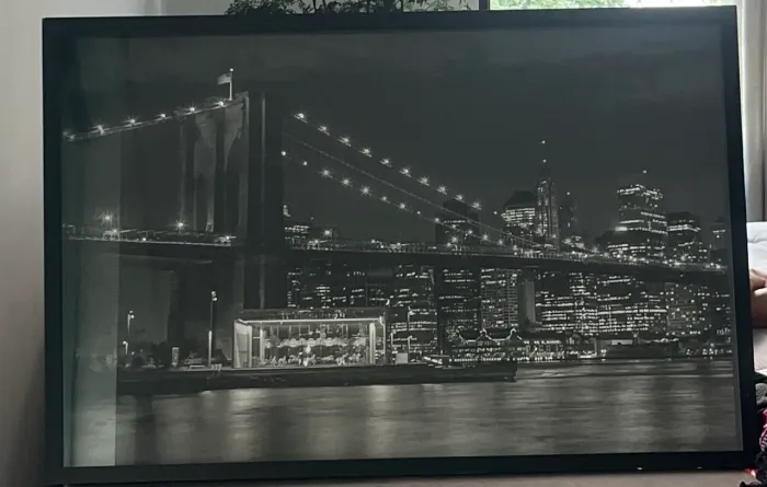 Lindo Quadro Nova York  Strass Preto e Branco 90x60cm