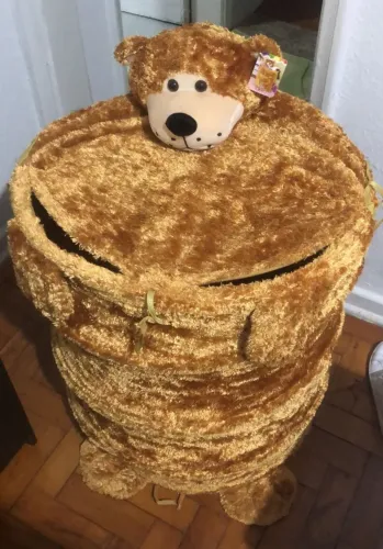 Cesto Organizador De Roupas Brinquedos Infantil Urso De Pelúcia Dobrável