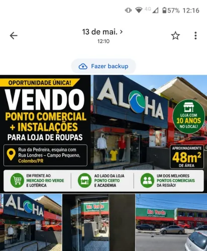 VENDO PONTO COMERCIAL+INSTALAÇÕES DE LOJA DE ROUPAS.