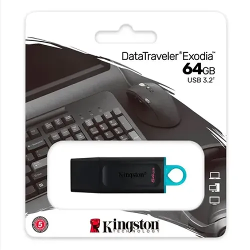Pen Drive Kingston DataTraveler Exodia com Conexão USB 3.2 64GB