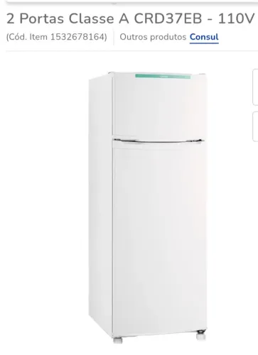Geladeira Refrigerador Consul 334 Litros 2 Portas Branco 110V