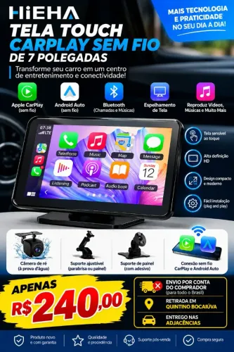 Carplay sem fio 7 polegadas 
