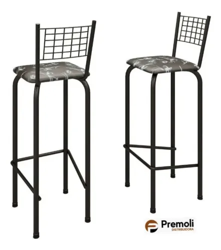 Kit 02 Banqueta Iza -Tubo Preto Alto