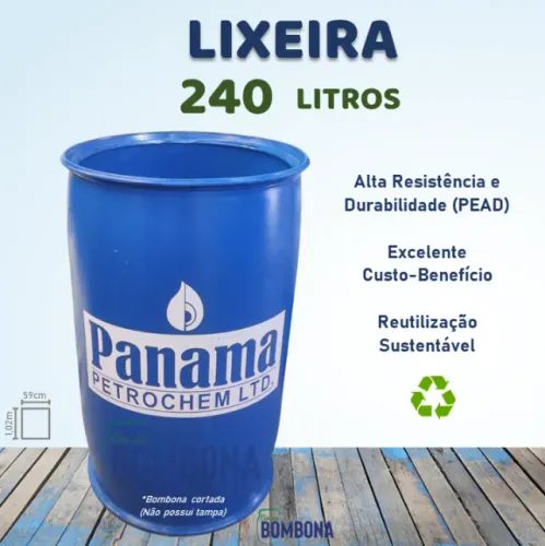 Bombona Lixeira Grande Super Resistente 200 litros -  Área Externa e Comércio