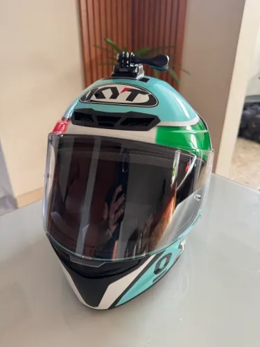 Capacete KYT TT Course Leopard TAM 58 + Suporte GoPro