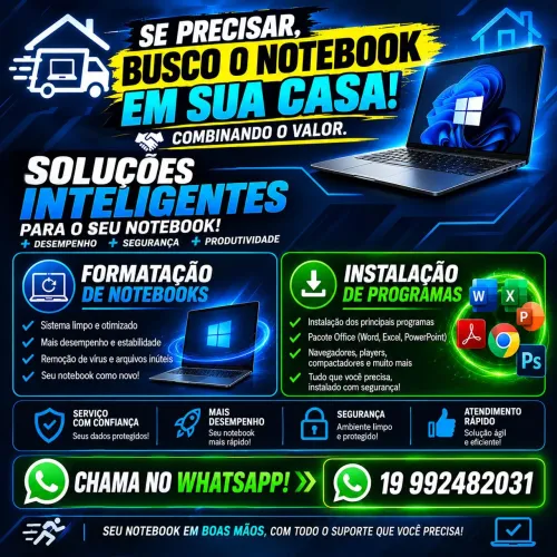 Cansado do seu notebook travando? Ligue agora! Ou chama no ZAP Celular - *