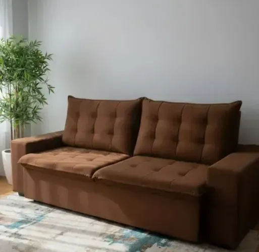 Sofá Londres Marrom Retrátil 2,52m | Frete Grátis