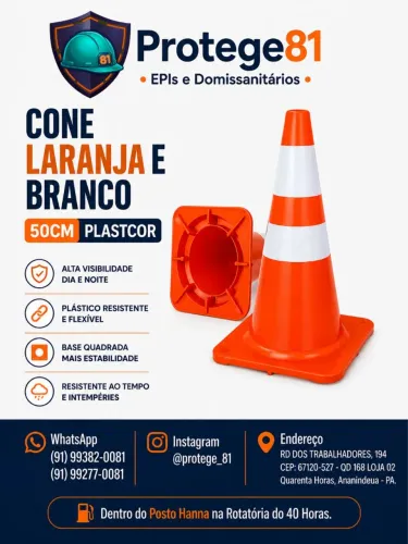 Cone Laranja e Branco 50cm