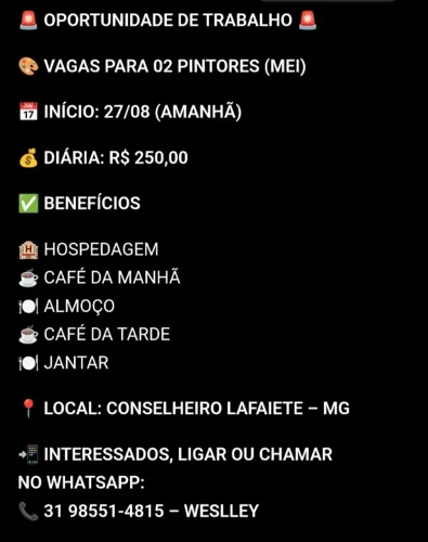 VOCÊ PINTOR OPORTUNIDADE!!!