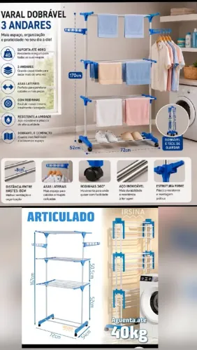 Temos varal de chão com rodinhas apenas 90.reais 