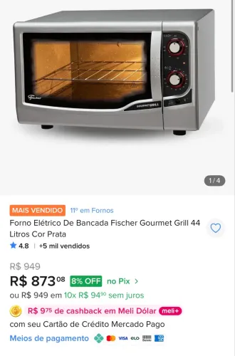 Forno elétrico Fischer gourmet grill 44 litros
