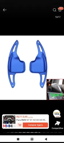 Vende-se pedal shift para BMW X1 e 321 no alumínio na cor azul muito lidos