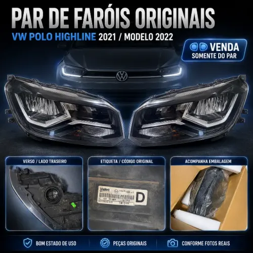 Farol Original VW Polo Highline 2021/2022 - Bom Estado