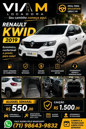 Aluguel de Renault Kwid para Uber e 99.