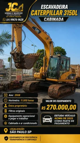 Escavadeira Caterpillar 315DL cabinada e ar condicionado