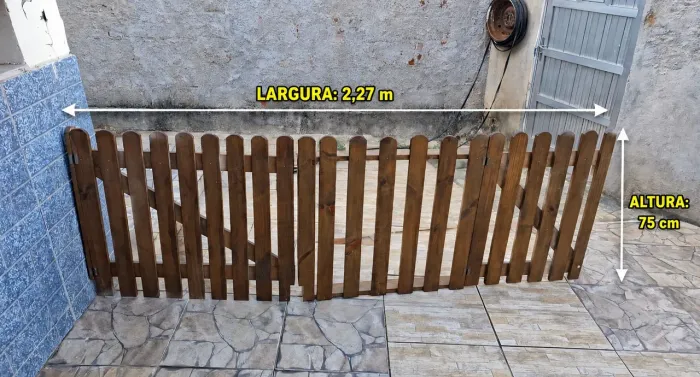 Portão de Madeira Rústico 2,27m Articulado / Abre para os 2 Lados