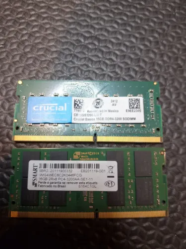 Memória RAM Notebook 16GB DDR4 3200MHz SODIMM (Crucial / SMART) - Unidade ou Par