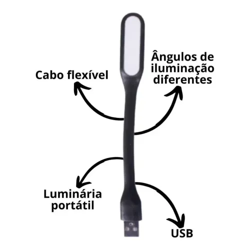 Luminária LED USB Flexível para Notebook, PC e Power Bank | Nunca Usado