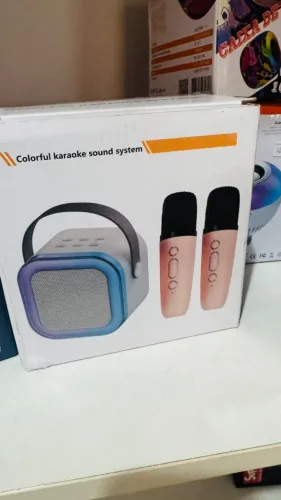 Caixa de Som Karaoke sem fio Bluetooth 2 microfone