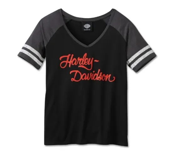 Camisa Feminina Harley-Davidson Script Font Raglan - ORIGINAL