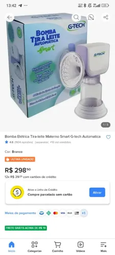 Bomba de tirar leite materno gtech smart