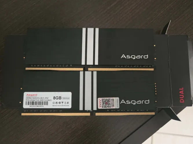 Kit Memória RAM PC Asgard Black RGB 16GB (2x8GB) DDR4 3600MHz CL18
