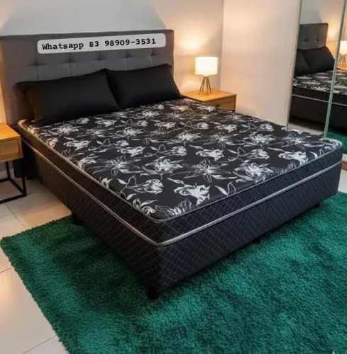 Cama box casal nova direto de fábrica com dois travesseiros de brinde.