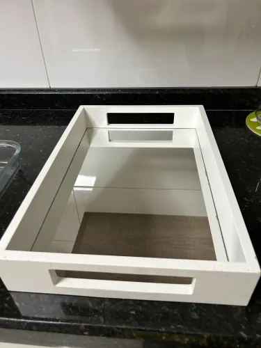 Bandeja Retangular fundo Espelhado para Mesa, Bar, Aparador, Taças, Bebidas, Decoração