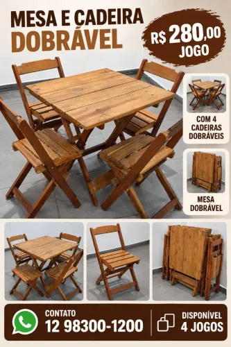Mesa madeira desmontável