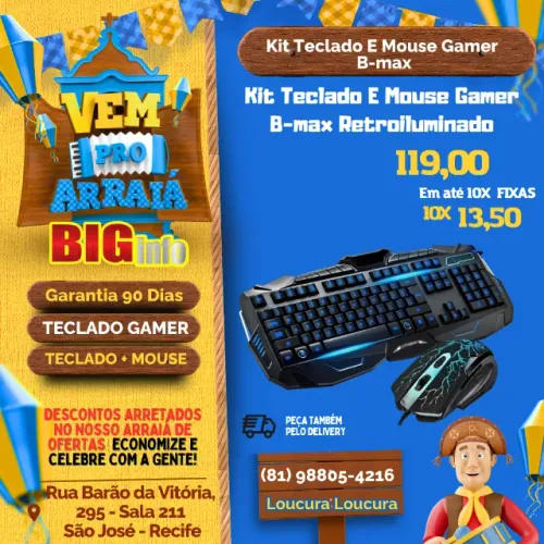 Kit Teclado E Mouse Usb Gamer Multilaser Super Iluminado