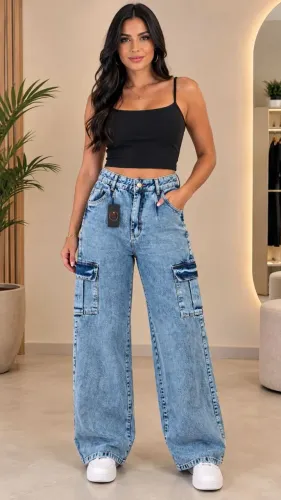 Calça cargo Wide leg