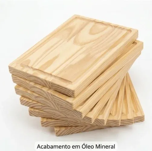 Kit 9 tábuas de corte 20cmx30cm de pinus acabamento em óleo mineral 