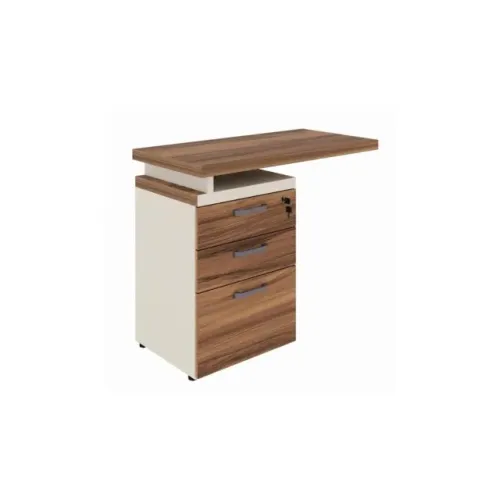Gaveteiro Pedestal Para Escritório Nogal Sevilha Branco Organizador 34309