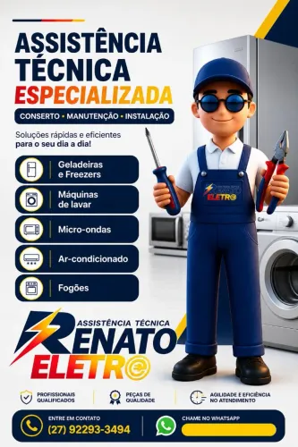Geladeira, fogão, ar condicionado, freezer, lava louças, máquina de lavar.