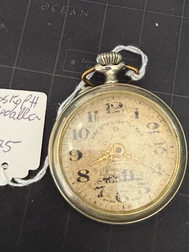 Relógio bolso Roskoph medalha 1906. Mostrador Maria fumaça