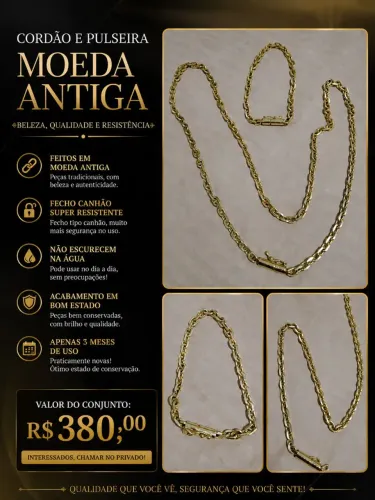 Pulseira e Cordão moeda antiga 