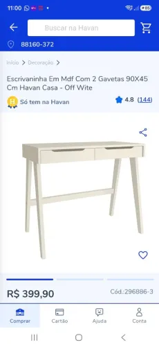 Escrivaninha em MDF 2 gavetas