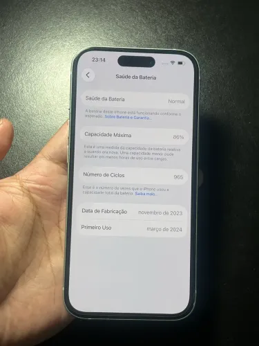 iPhone 15 Verde 128GB 86% Bateria + Película, Capa e Carregador Brinde