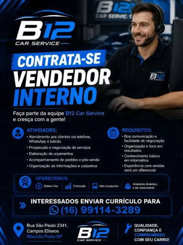 Vaga para vendedor interno