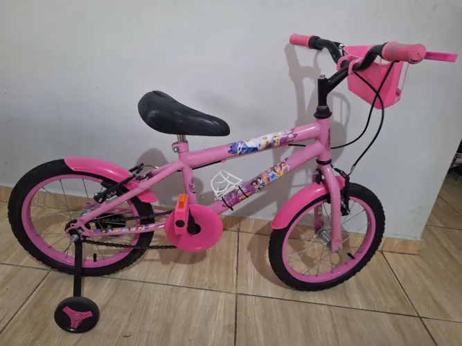 Bicicleta Infantil Feminina Aro 16 - Rosa - Personagem<br>Bicicleta Infantil Rosa