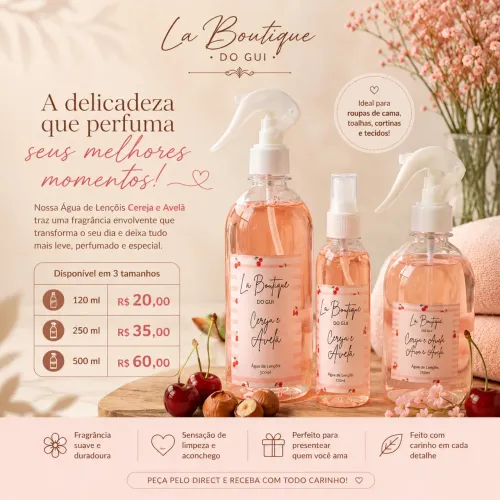 Água de Lençóis Artesanal Cereja e Avelã | 120ml, 250ml e 500ml