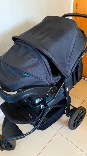 Carrinho de Bebê Infanti Collina TRIO Black Style + Bebê Conforto + Base