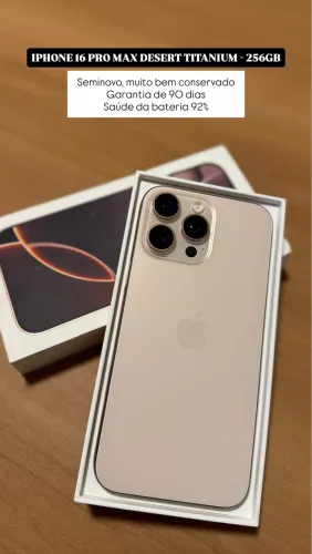 iPhone 16 Pro Max 256GB Desert titanium, Seminovo 92%, Garantia 