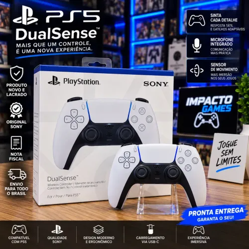 Controle PS5 DualSense Branco Original Sony - Novo Lacrado